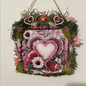 Heartfelt Valentine Wall Decor with Pink Accents handmade love hearts flowers